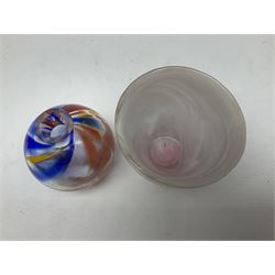 Bjorn Ramel Sea of Sweden Glasbruk art glass footed candle holder, together with a Murano fish, various other art glass vases, stylised green fish, etc, tallest H29cm