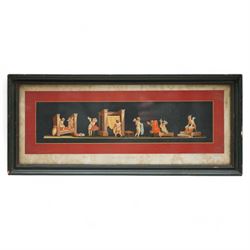 Geramia Discanno (Italian 1839-1907): Pompeii Frescos of Putti and Amorini, set seven 19th century lithographs with hand-colouring pub. 'Pompeii, House of the Vettii, Piccoli Amorini', Italy c.1890 max 18cm x 50cm (7)
Notes: Discanno was an Italian genre and landscape painter, who collaborated with archaeologists, lithographers and art historians to record the wall paintings in the Roman ruins of Pompeii and Herculaneum that were being excavated at the time.
