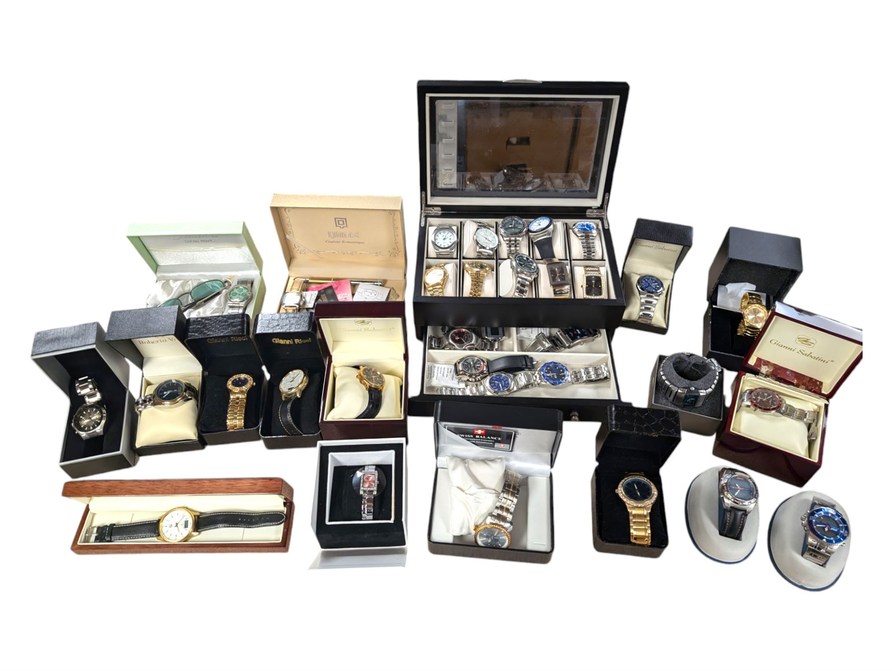 Collection of approx 30 quartz watches including Sekonda, Tungsten, Citizen, Van Heusen, Gianni Ricci and Gianni Sabatini
