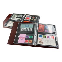 Mostly commemorative coinage, including various five pound coins, together with two stamp folders 