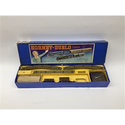 Hornby Dublo - three-rail EDG7 Tank Goods Train set with LMS black 0-6-2 Tank locomotive No.6917, two wagons (lacking brake van), quantity of straight and curved track and controller, in earlier long box.