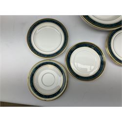 Royal Doulton Biltmore patterned tea and dinner wares, to include four teacups and saucers, four coffee cans and saucers, dinner plates, side plates, soup bowls and bowls for four etc, seconds, (37)