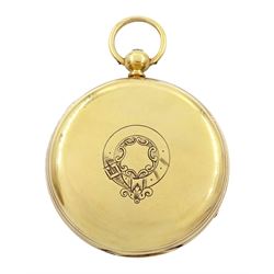 Victorian 18ct gold centre seconds key wound chronograph pocket watch by W Homere, Liverpool, No. 31658, white enamel dial with Roman numerals, outer track numbered 25-300, case by Joseph & John Hargreaves, Chester 1866