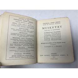 Jules Michelet (French 1798-1874): The Insect, with illustrations by Giacomelli, pub. T. Nelson and Sons, Paternoster Row, Edinburgh and New York, 1875, together with Edward Callow: The Phynodderree and Other Legends of the Isle of Man, with illustrations by W.J. Watson, pub. J. Dean and Son, Fleet Street, E.C, George Dodd: Metals British Manufactures, pub. Charles Knight and Co, Ludgate Street, 1845, WWI Imperial Army Series Musketry, pub. John Murray, Albermarle Street, 1915, Laurence Echard (1670–1730): The Roman History From the Settlement of the Empire by Augustus Caesar, To The Removal of the Imperial Seat by Constantine the Great Containing the Space of 355 years, vol. 2, printed by T.H. for M. Gillyflower, J. Tonson in Fleet Street, H. Bonwick in St. Paul's Church-yard and R. Parker in Cornhill, 1698, bound in leather (5)