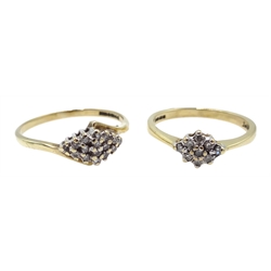  Two 9ct gold diamond cluster rings hallmarked  