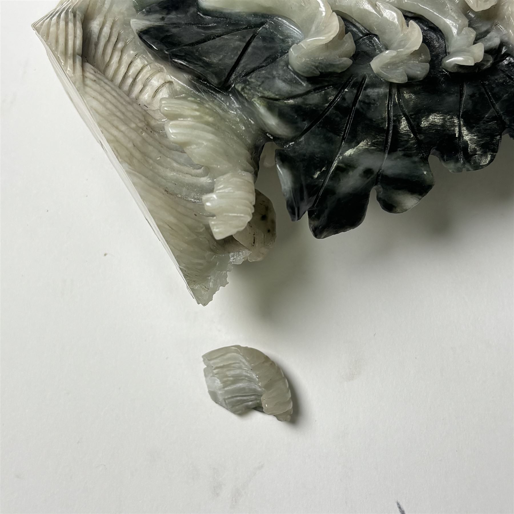 Chinese carved hardstone figure of Guanyin on wooden base, H31cm