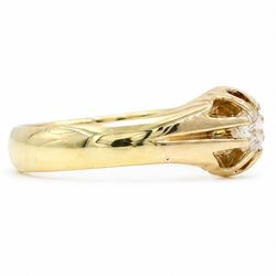 Early 20th century 18ct gold diamond ring, ten claw set with a single old cut diamond of approx 0.50 carat, Birmingham 1926
