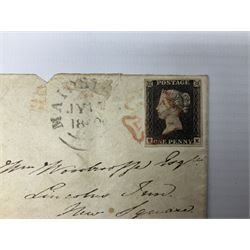 Queen Victoria penny black stamp on cover, red MX cancel