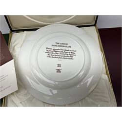 Seven limited edition Spode Military collector's plates comprising The Argyll & Sutherland Highlanders, The Gordon Highlanders, The Royal Hampshire Regiment, The Royal Welch Fusilliers, The Cheshire Regiment, The Gloucestershire Regiment and The United States Marines, all boxed and with certificate  (7)