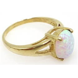  9ct gold single stone opal ring hallmarked  