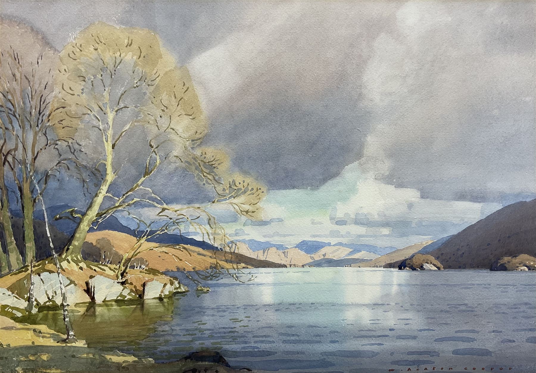 William Heaton Cooper RI (British 1903-1995): Derwentwater, watercolour signed 38cm x 54cm