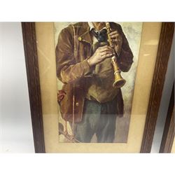 Pair of framed prints depicting musicians