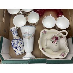 Old Tupton Ware vase of squat baluster form, together with other ceramics and glassware, in six boxes 