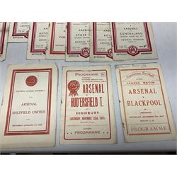 Arsenal F.C. - twenty-five home programmes 1947/48 including Division One, F.A. Cup, Football Combination Cup (Reserves) and a Friendly Match; some Souvenir editions and duplicates (25)