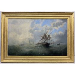 William Adolphus Knell (British 1801-1875): Ship in Distress with the Lifeboat and Steam Tug Arriving, oil on canvas signed 50cm x 80cm