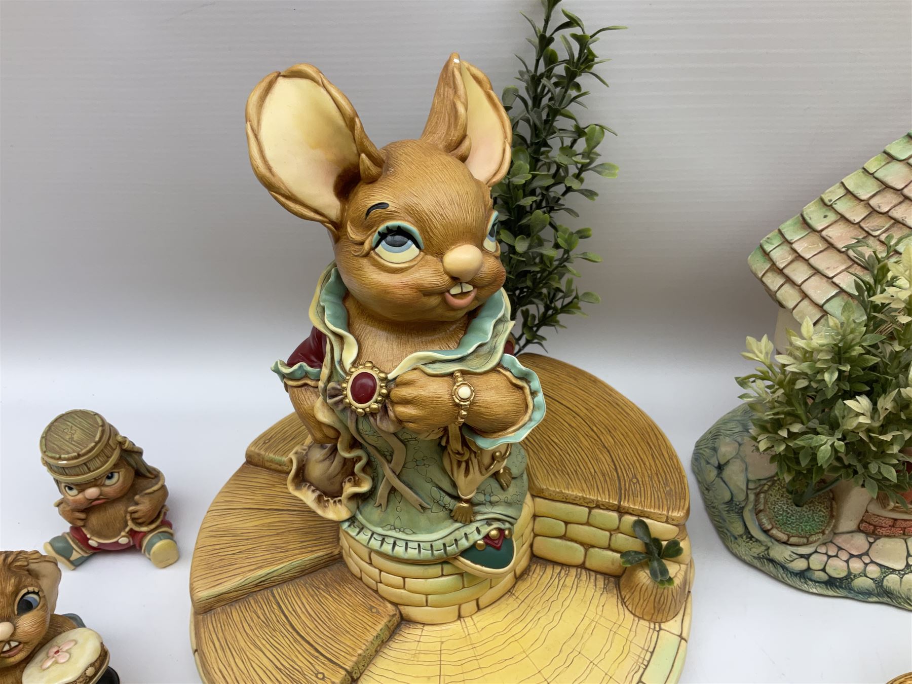 Extensive collection of Pendelfin rabbits and stands, to include Betsy