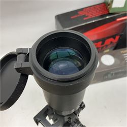 Four shooting accessories - Riflescope 3-9 x 50 scope; Digital Trail Camera; Megaorei M3 night sight add on; and Logan Gun Lamp; all boxed (4)