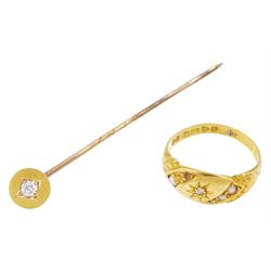 Edwardian 18ct gold diamond and pearl ring, Chester 1907 and a gold single stone old cut d...