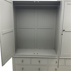 Cotswold Company - grey finish triple wardrobe, with six drawers