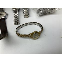 Collection of wristwatches including Accurist World Time chronograph quartz, Lorus chronograph 100m stainless steel quartz, Oskar Emil Torrini, two Citizen automatics, Seiko ladies Vivace, Titus, Limit and Tissot