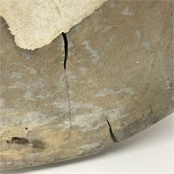 Large Japanese Imari porcelain figure, modelled as a Bijin, wearing a long kimono decorated with apple blossom and leafy branches on a white ground, with gilt detailing, possibly Edo period, H63cm