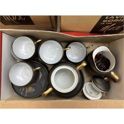 Quantity of boxed Saving the Gorillas in the Mist figures, boxed Royal Doulton glasses, art glass, ceramics etc in four boxes