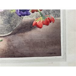 GW Dove (British Early 20th century): Still Life of 'Anemones' in a Vase, watercolour signed, titled with artists Scarborough address label verso 33cm x 42cm 