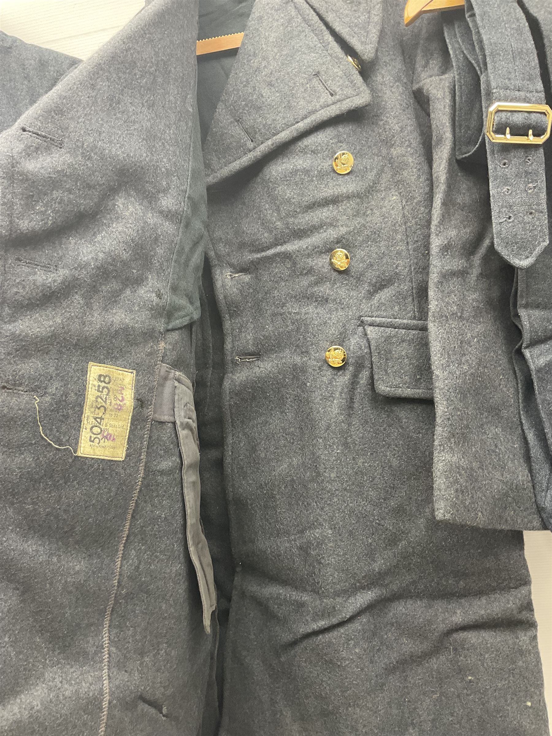 British RAF uniform, including jacket and trousers, modern RAF uniform buttons and a collection of reproduction wartime newspapers