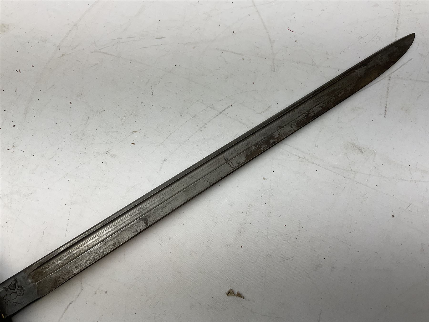 WW1 American Model 1917 Enfield bayonet by Remington with 43cm fullered steel blade; in leather scabbard with frog L59cm overall; and American M5A1 knife bayonet marked MILPAR COL to the cross-piece (no scabbard) (2)