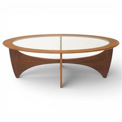 Ib Kofod-Larsen (1921-2003) Astro for G-Plan - teak Astro coffee table, oval form with inset glass top