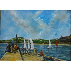  Scarborough Regatta, contemporary acrylic on canvas signed and dated 2016 by Giuseppe Ioanna 29cm x 39cm  
