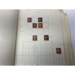 Mostly Great British Queen Victoria and later stamps, including imperf penny reds, 1841 two pence blues white lines added, imperf penny red on cover with 'More To Pay', half penny 'bantams', perf penny reds etc, in album, on pages and loose in packets