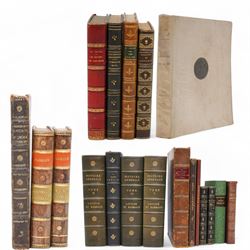 Le Sievre Faret - 'L'Honeste Homme' ou L'Art de Plaire, published in French by Arnould Cotinet, Paris 1660, full calf, J-P de Florian 'Les Six Nouvelles' 1786 and 'Nouvelles Nouvelles' 1792, both in quarter leather Conscience, F -'Les Dialogues de Jacques Tahureau' published Lemere, Paris 1871 in half calf and marbled boards, Berolade de Verville - 'Le Moyen de Parvenir' pub. Garnier Freres 1879, Jacob, Paul - 'Le Cymbalum Mundi' 1841 and 'Les Contes de Bonaventure des Periers' 1843, all published in French and collection of books published in French including H-L Bordier (Ed) - 'Le Chansonnier Hugenot' two volumes 1870, Mace de Villebresme - 'Epistre de Cleriande' limited edition No132, 'Poeme Inedit de Iehan Marot' 1860 and others (11) Saint-Andre, Claude - 'Madame du Barry d'apres les Documents Authentiques' limited edition published in French by Emile- Paul, Paris 1908 No 39/250 soft vellum cover