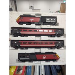 00 gauge model railway items, including Hornby Virgin HST 4 Car Train Set 'Maiden Voyager' and 'Lady in Red', Lima HST 4 Car set 'The Great Racer', other locomotives, rolling stock, track and accessories 