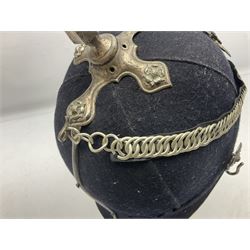 Victorian British Army South Lancashire Regiment 1st Volunteer Battalion other ranks blue cloth home service helmet with helmet plate, spike and chinstrap