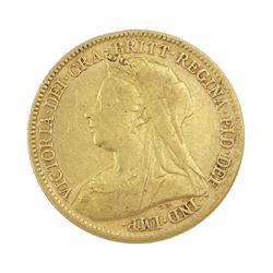 Queen Victoria 1900 gold half sovereign coin