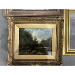 Tom Seymour (British 1840-1904): Riverside Cottage, oil on canvas signed, together with eight further landscape oils by other hands (9)