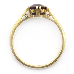  18ct gold bar brooch set with a garnet and a similar 18ct gold garnet ring  