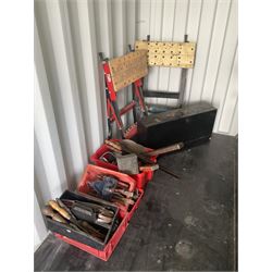 Joiners tools, chisels, saws, planes, folding work benches, etc.  - THIS LOT IS TO BE COLLECTED BY APPOINTMENT FROM DUGGLEBY STORAGE, GREAT HILL, EASTFIELD, SCARBOROUGH, YO11 3TX