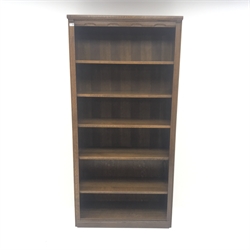 Medium oak 6’ open bookcase , five shelves, W97cm, H200cm, D40cm