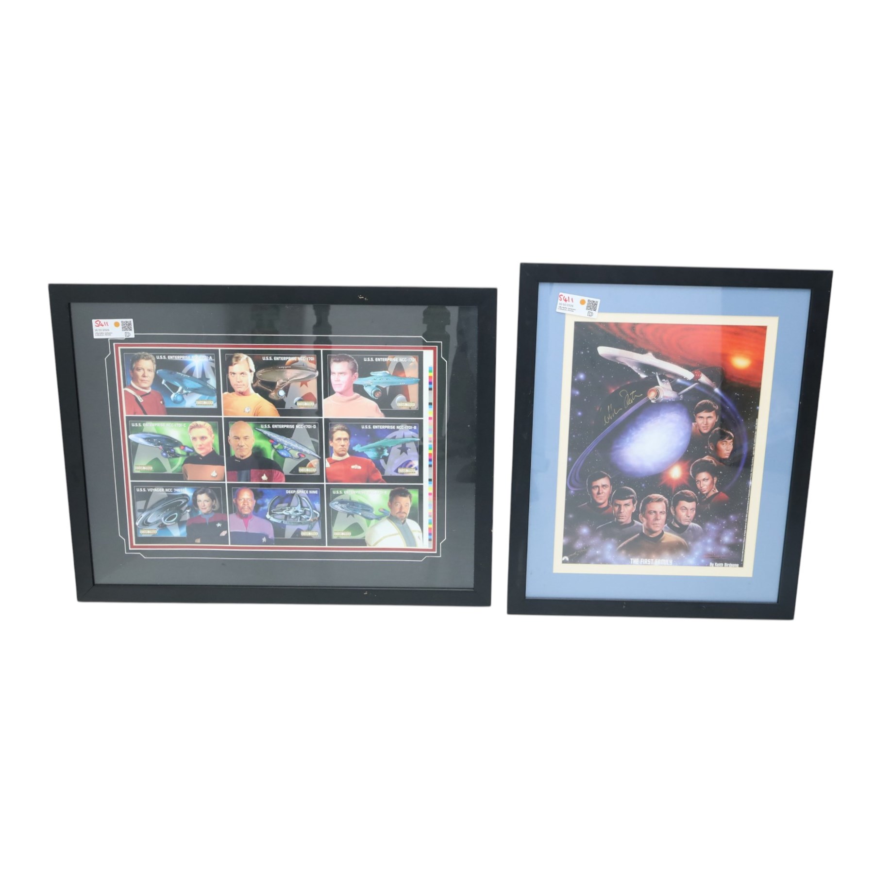 Ten Star Trek prints, including limited edition prints by James Cukr, 20th Anniversary lithograph, Dynamic Forces lithographs, signed Women of Star Trek print, all framed, etc largest 112cm x 83cm