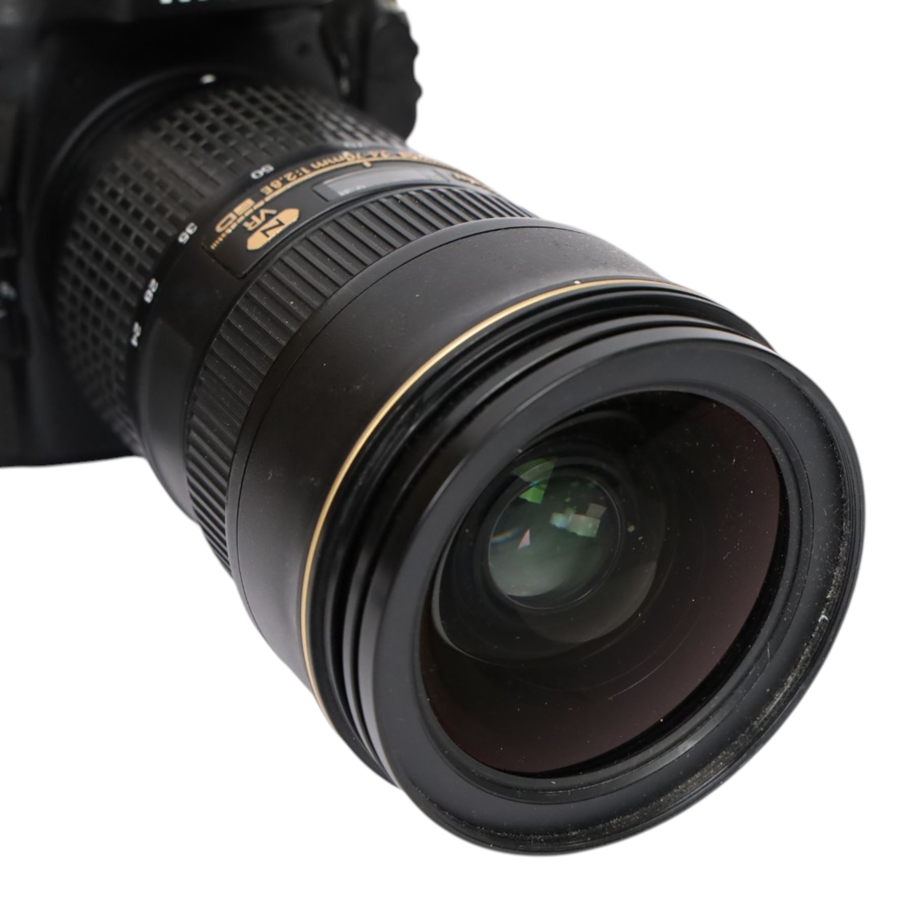 Nikon D800E camera body serial no. 6018204, with AF-S Nikon Nikkor 24-70mm 1:2.8E ED lens and battery charger, together with a Nikon AF Nikkor 50mm 1:1.8D lens