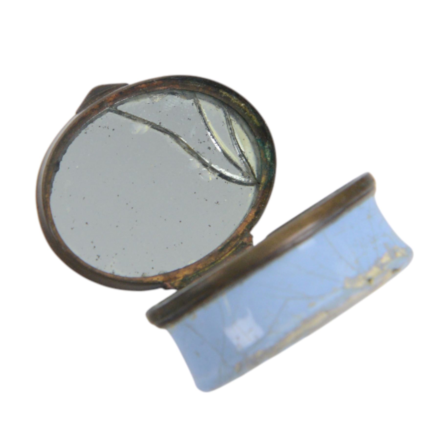 Four 18th/ early 19th century enamel snuff boxes, of oval form, with pictorial images and mottos to the hinged covers, comprising black and white printed figural scene, spray of flowers, Esteem the GIVER and Love the giver 