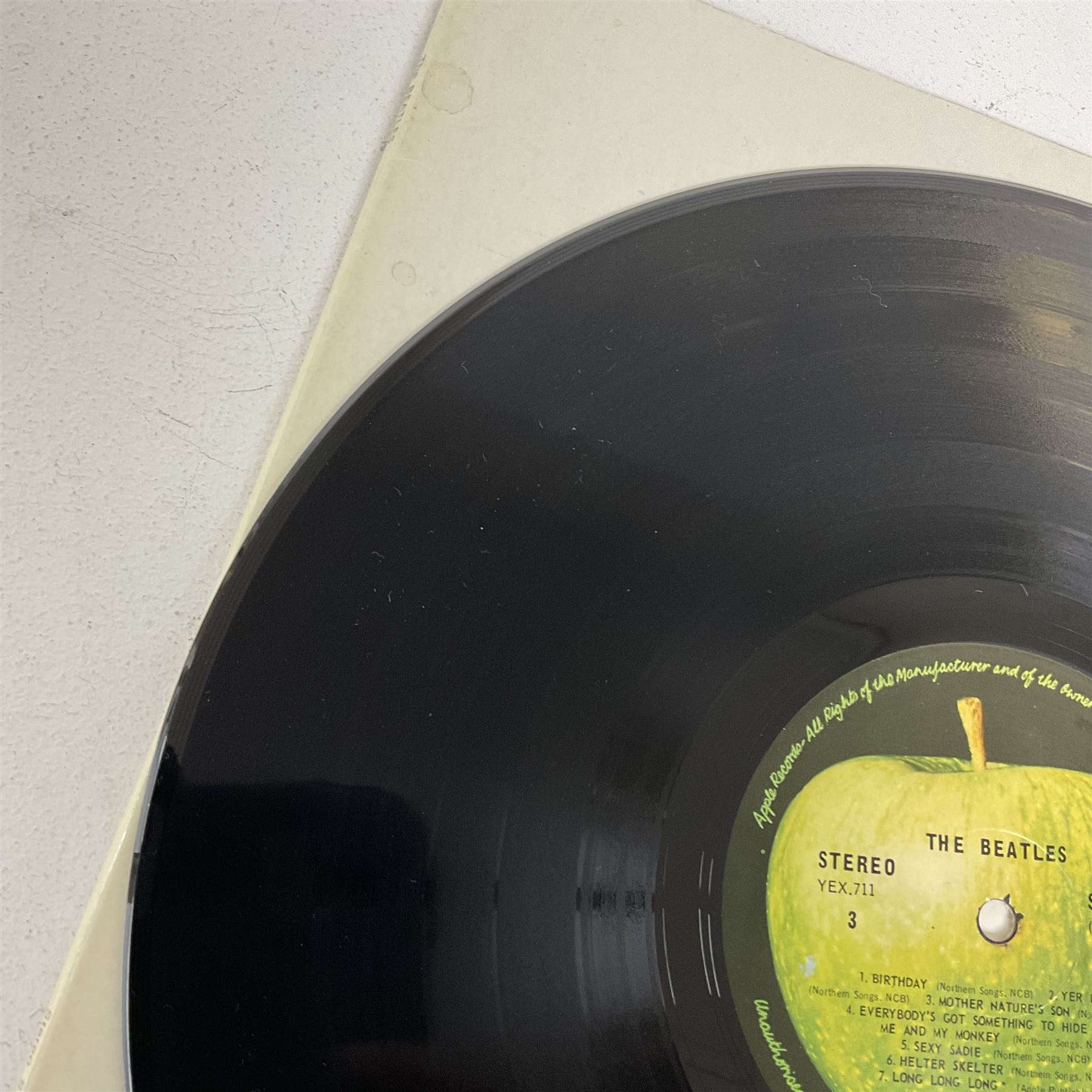 The Beatles White album vinyl record, with side opening gatefold sleeve, Apple Records, Stereo, SLPEA-1007 and 1008, YEX 710, 711 and 712