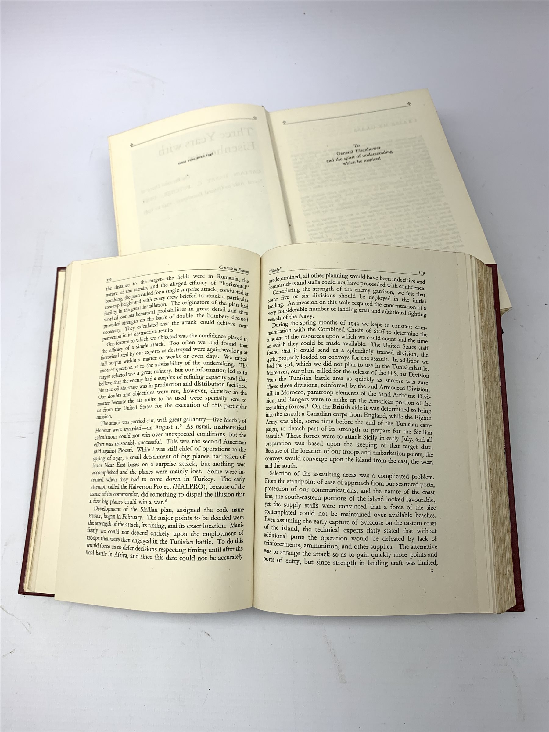 Field Marshal The Viscount Montgomery of Alamein: Normandy to the Baltic. c1946. Complete with forty-six plans and three diagrams in pockets front and rear; Eisenhower Dwight D.: Crusade in Europe. 1948; Butcher Harry C.: Three Years With Eisenhower. 1946; and Forbes Patrick: 6th Guards Tank Brigade. The Story of Guardsmen in Churchill Tanks (4)