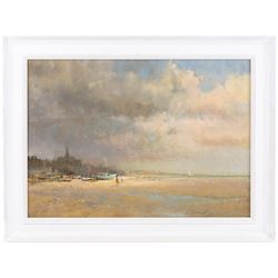 Jon Peaty (British 1914-1991): Beach Scene with Boats, oil on board signed and dated '82, 36cm x 51cm 