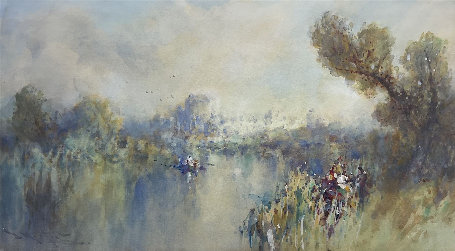 Stephen Frank Wasley (1848-1934): Ruins of Carthage from the River, watercolour signed 24cm x 43cm