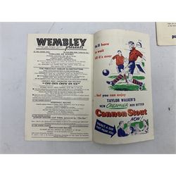 Three F.A. Cup Final programmes at Wembley - 1952 Arsenal v Newcastle United played on May 3rd; 1953 Blackpool v Bolton Wanderers on May 2nd, the famous Stanley Matthews final, who scored a match winning hat-trick; and 1956 Birmingham City v Manchester City on May 5th, the famous Bert Trautmann final where he carried on playing with a broken neck (3)