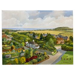Don Micklethwaite (British 1936-): East Yorkshire Village, oil on canvas signed 46cm x 60cm (unframed)