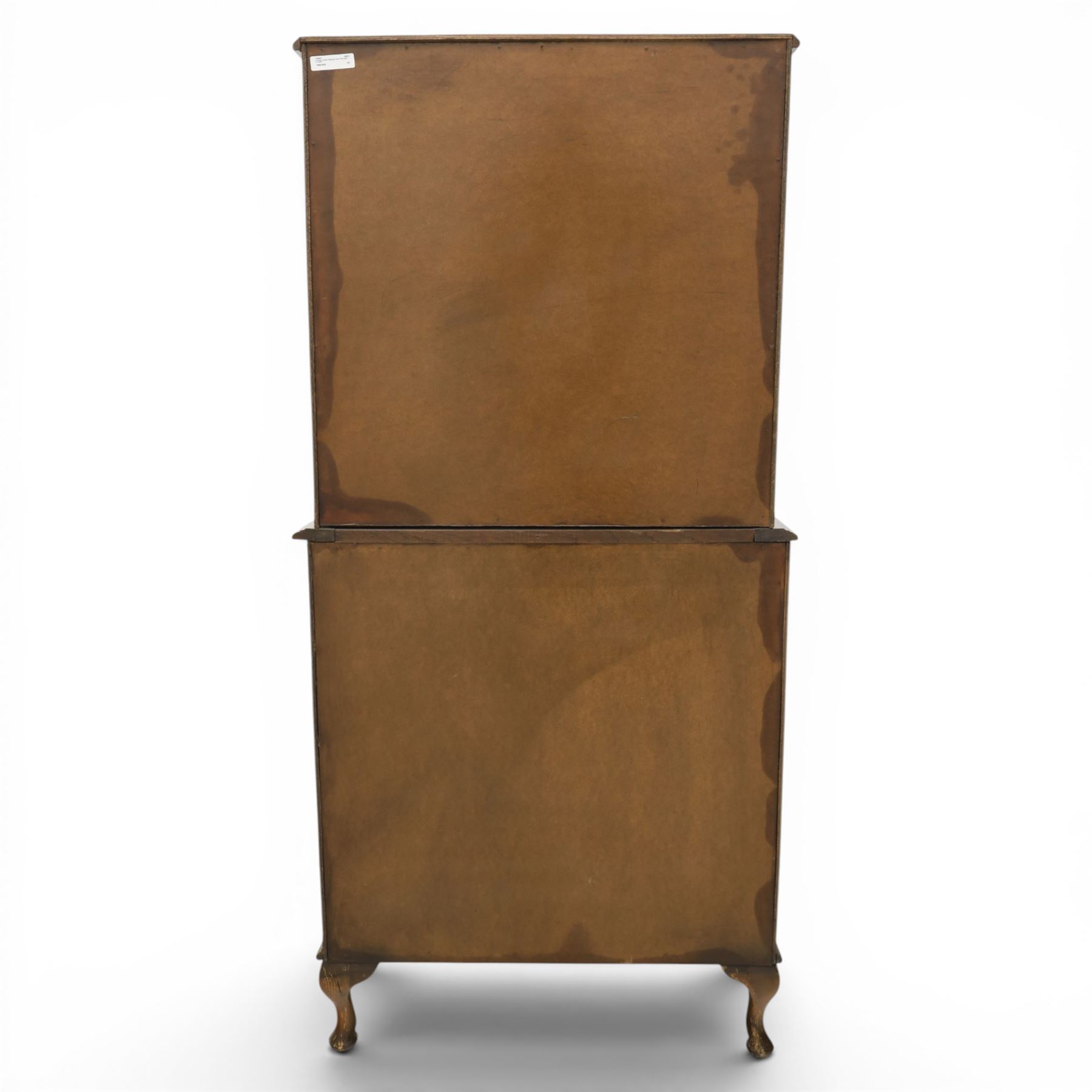 Georgian design mahogany bow-front chest-on-chest, the top section with four graduated drawers above a fixed lower section with four further graduated drawers, raised on cabriole legs